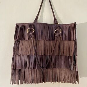 Novella Royale | Fringed Two-Tone Leather Bag ♥ Like new!